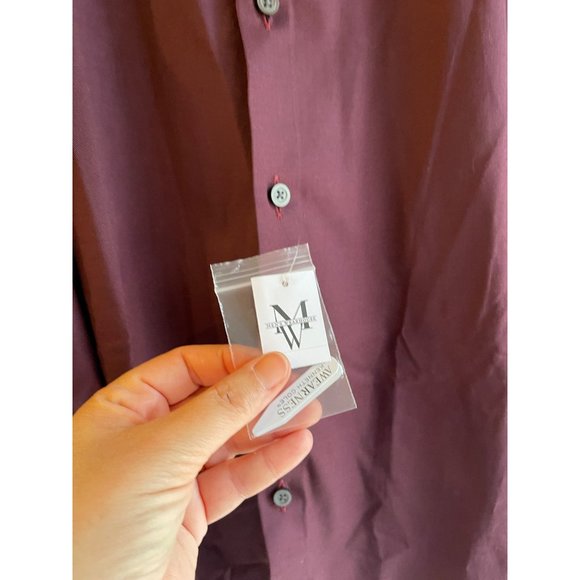 Kenneth Cole AWEARNESS Men’s Shirt Size 19 36/37 Non-Iron Slim Fit Burgundy Red - Picture 3 of 8
